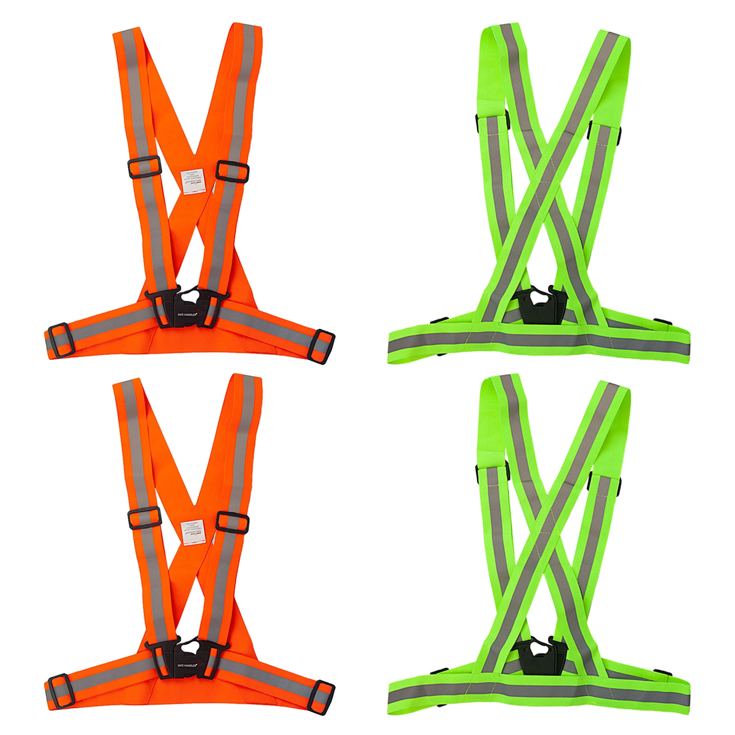 Cinturón Reflectante BISON LIFE, Visibilidad Fluorescente 360 º, Diseño Ergonómico Ligero, Ajustable Fácil, Cierre de Hebilla Frontal, Naranja/Amarillo (Paquete de 4) BLSH-ES-SV3OY-2A-2