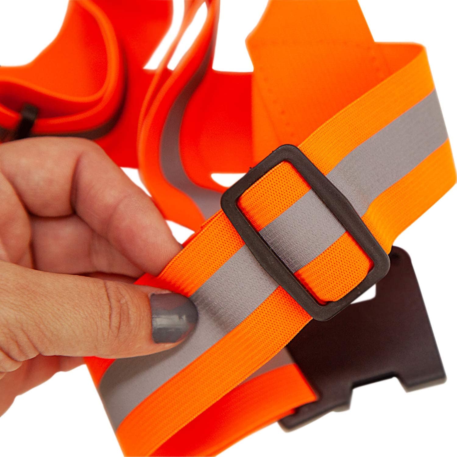 Cinturón Reflectante BISON LIFE, Visibilidad Fluorescente 360 º, Diseño Ergonómico Ligero, Ajustable Fácil, Cierre de Hebilla Frontal, Naranja/Amarillo (Paquete de 4) BLSH-ES-SV3OY-2A-2