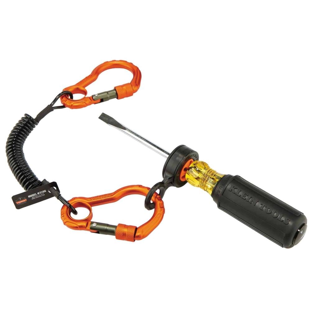Ergodyne Squids 3166 Lanyard de herramientas de bobina con mosquetones dobles - 2 libras, Negro 19162