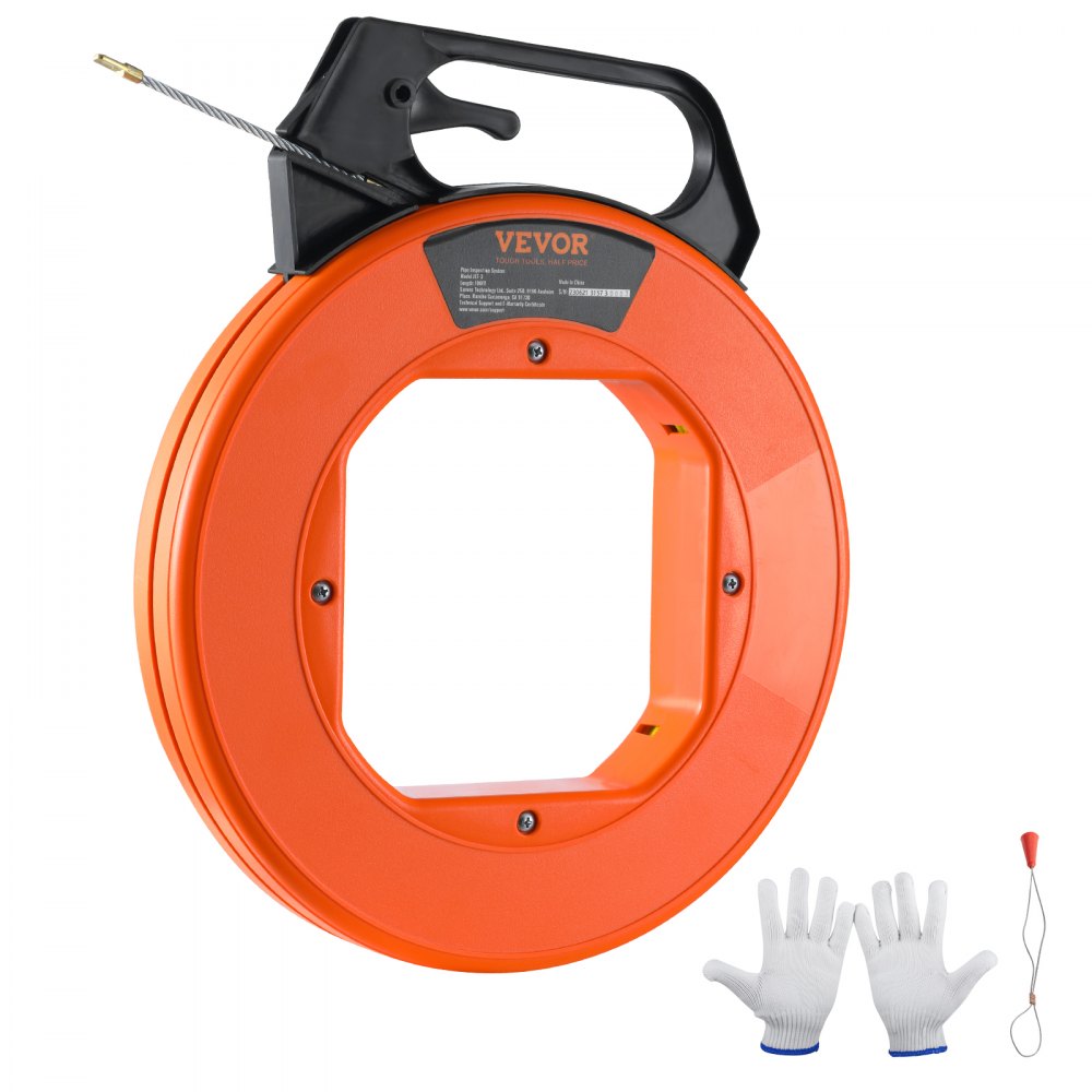 VEVOR Fish Tape, 100 ft, 3/16-inch, Fiberglass Wire Puller with Optimized Housing and Handle, Easy-to-Use Cable Puller Tool, Flexible Wire Fishing Tools for Wall and Electrical Conduit, Non-Conductive - DJPYD316100FT6K90V0