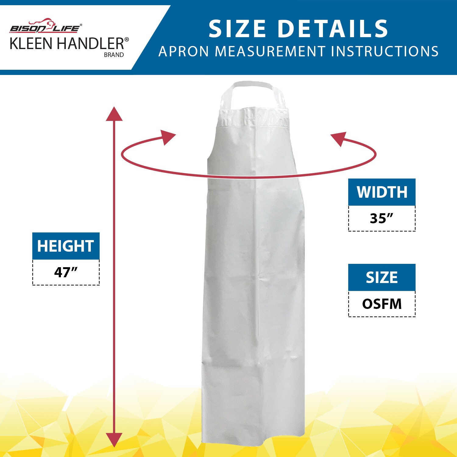 Babero de TPU Bison Life grueso impermeable blanco de 7.8 mil, resistente a salpicaduras de aceite (paquete de 2) BLKH-HDS-TPU-AP1W1-2