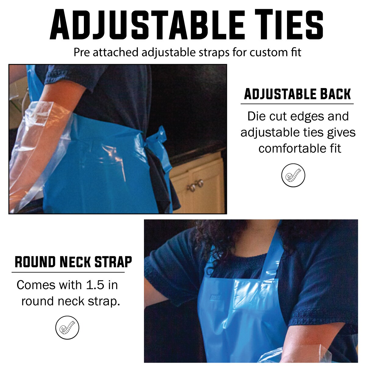Delantal grueso impermeable azul de TPU BISON LIFE, resistente a salpicaduras de aceite (paquete de 2) BLKH-HDS-TPU-AP1B1-2