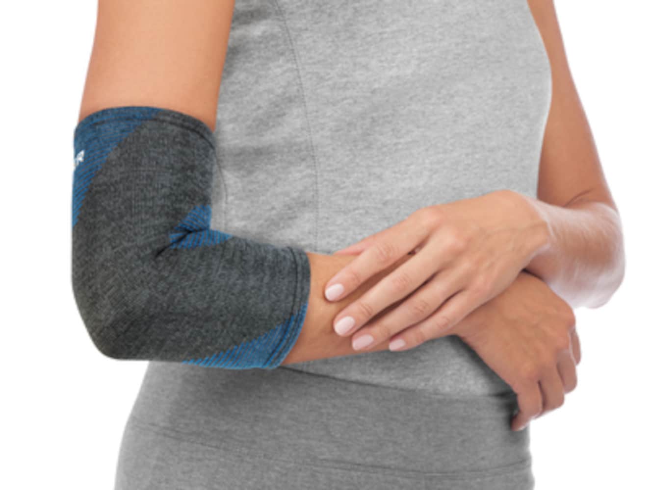 Mueller Sports Medicine Mueller Compression Elbow- Proporciona Soporte y Compresión, Gris, Talla única para la mayoría MUE67126