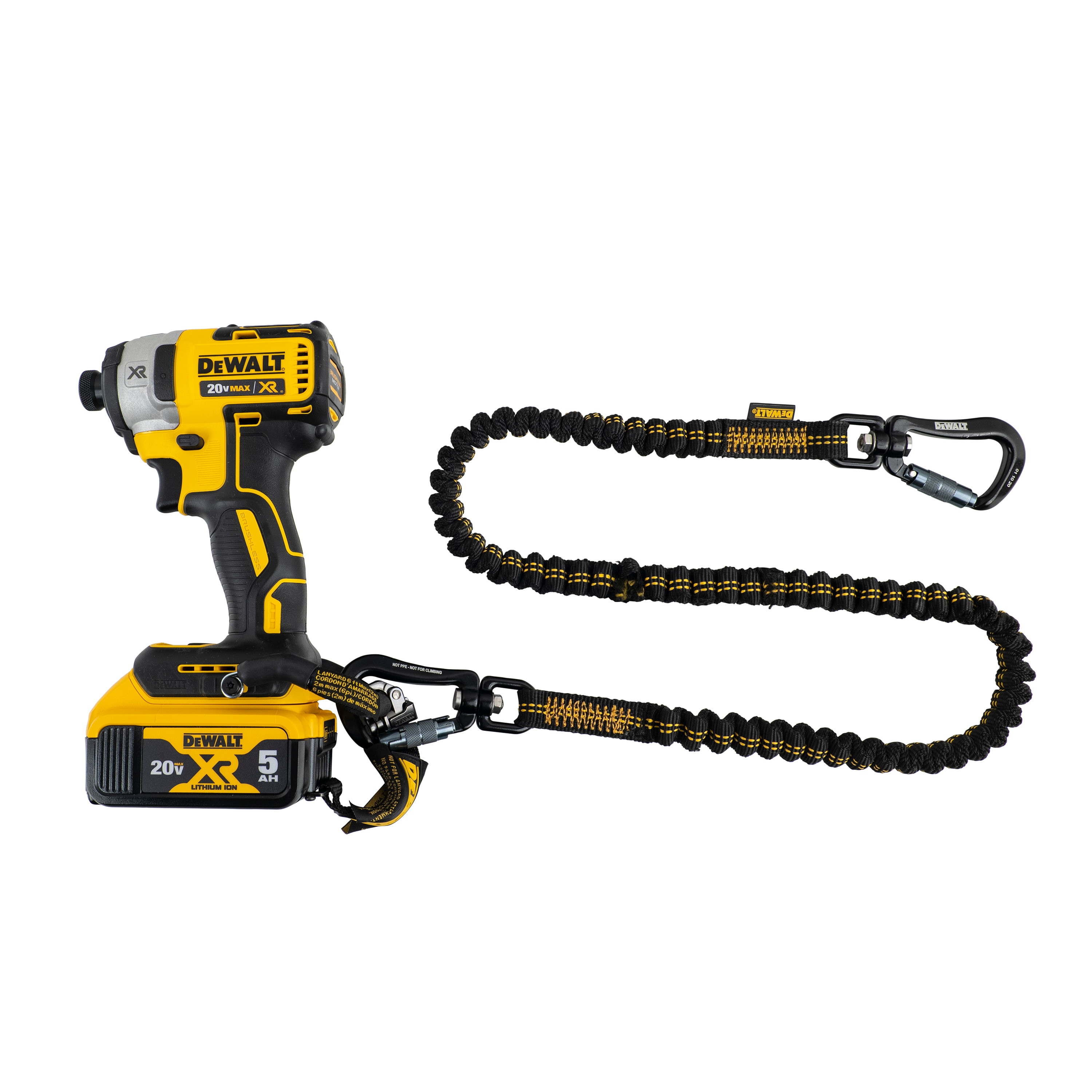 Sujetador de herramientas eléctricas Dewalt con doble mosquetón de 75 pulgadas, capacidad de 25 lb. DXDP721511
