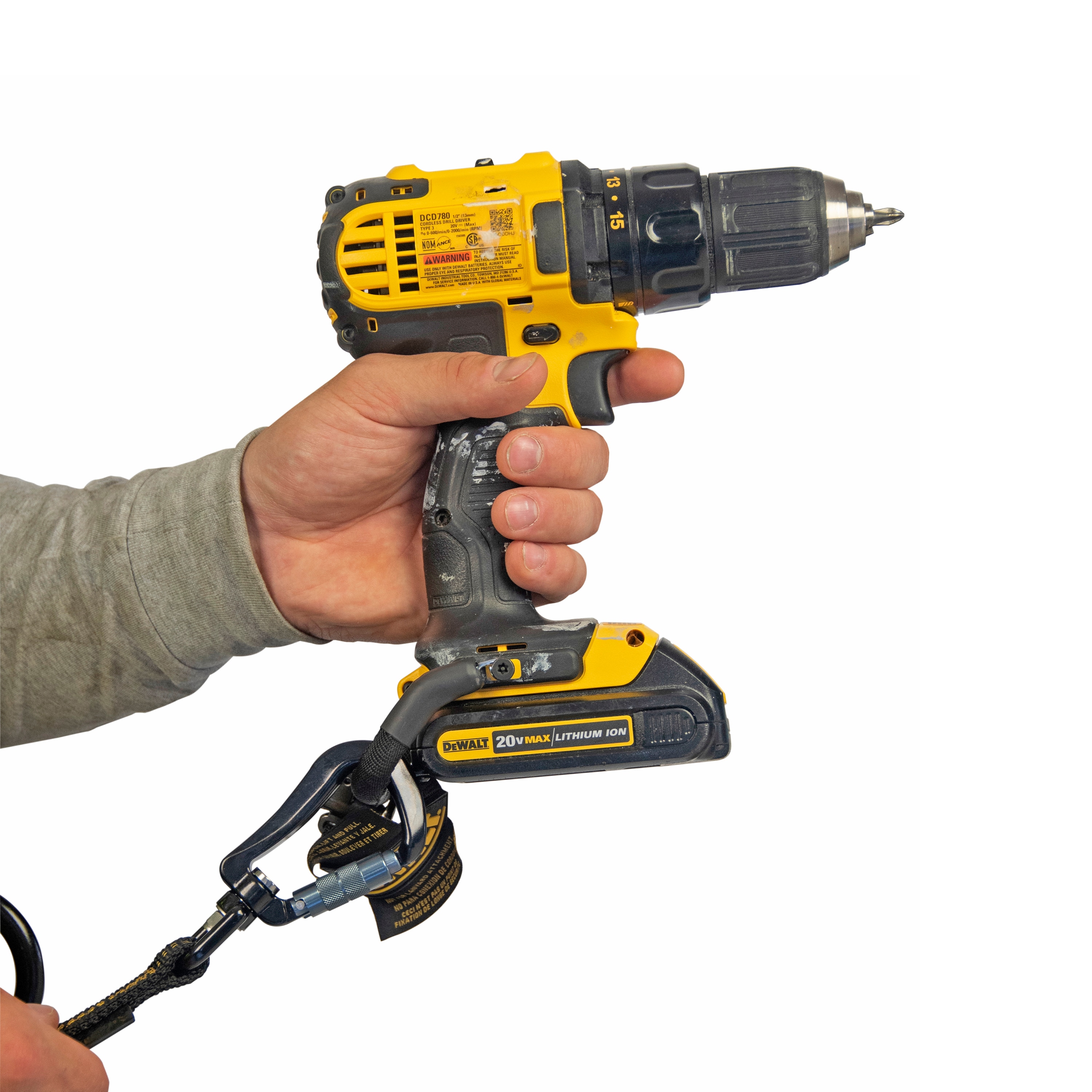Sujetador de herramientas eléctricas Dewalt con doble mosquetón de 75 pulgadas, capacidad de 25 lb. DXDP721511
