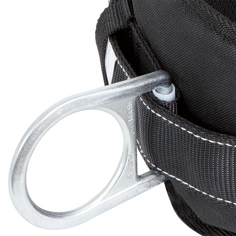 Cinturón de posicionamiento con soporte lumbar acolchado y 2 anillos en D de PeakWorks, negro, XXL V8056025