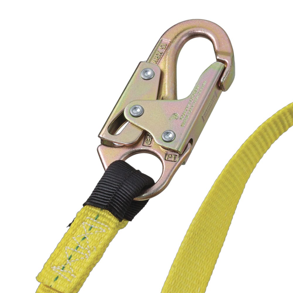 Amortiguador de impactos de doble pierna PeakWorks con ganchos de seguridad, 6 pies de longitud, resistente a los rayos UV y la abrasión, fibra de poliéster, verde/negro V8104406