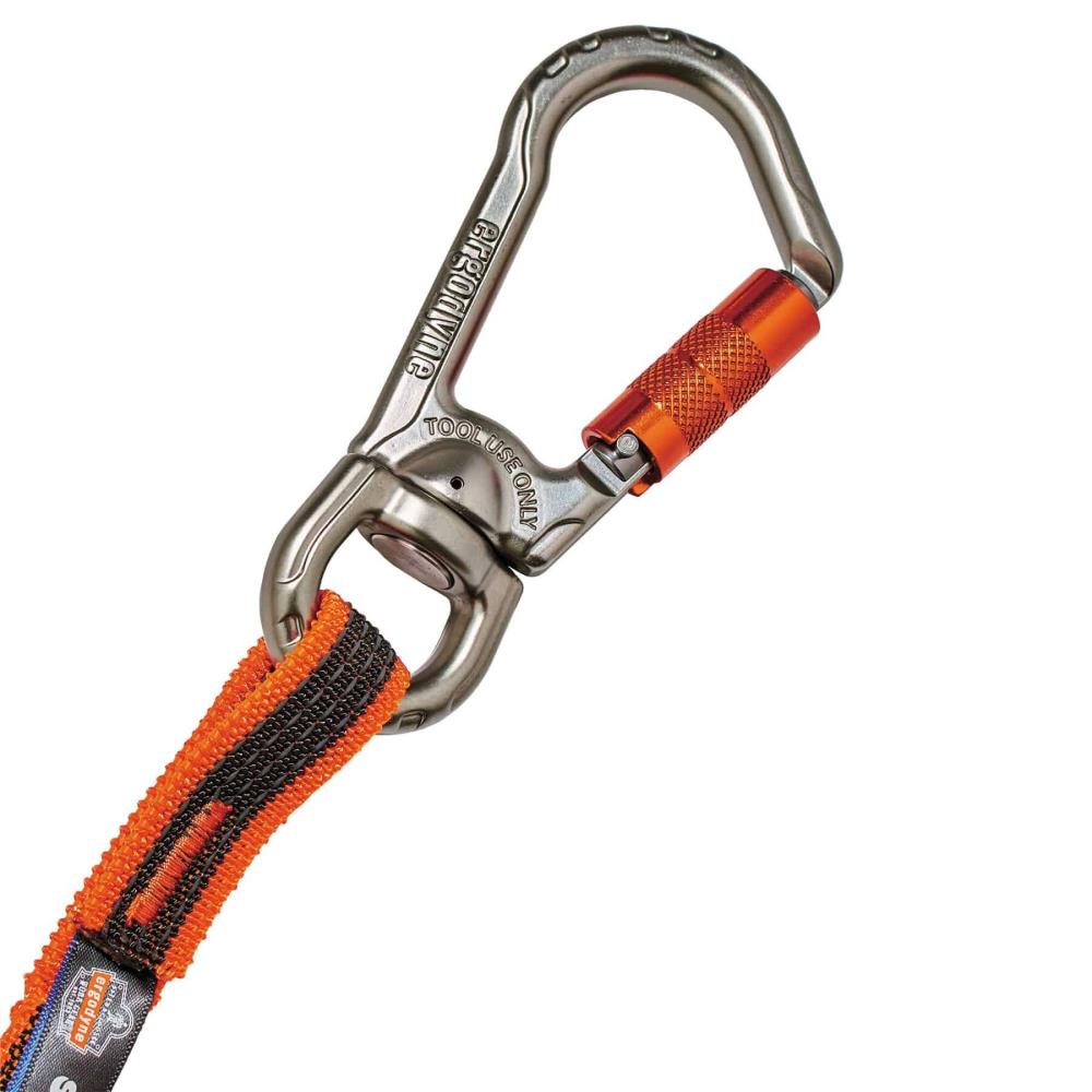 Traba para herramientas de seguridad Squids 3109f(x) con doble cierre y gancho giratorio - 25 libras, naranja y gris, estándar 19809