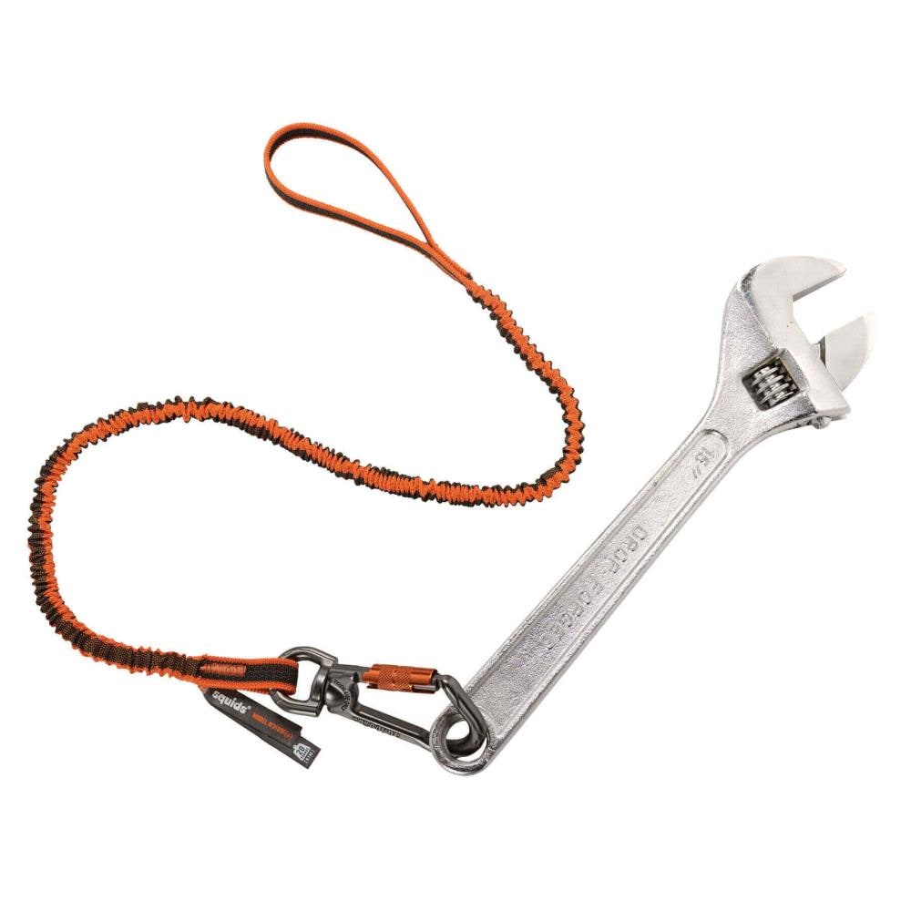 Traba para herramientas de seguridad Squids 3109f(x) con doble cierre y gancho giratorio - 25 libras, naranja y gris, estándar 19809