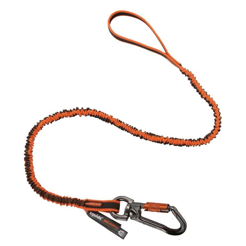 Traba para herramientas de seguridad Squids 3109f(x) con doble cierre y gancho giratorio - 25 libras, naranja y gris, estándar 19809