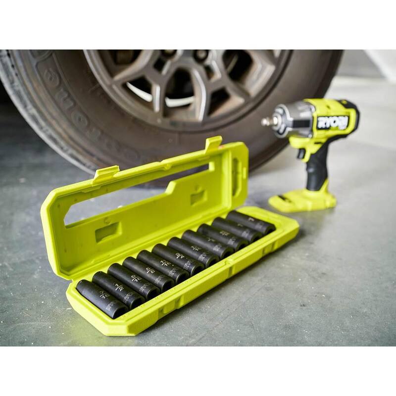 Juego de dados de impacto profundos RYOBI de 1/2 pulgadas (11 piezas) - RHMTIS31101