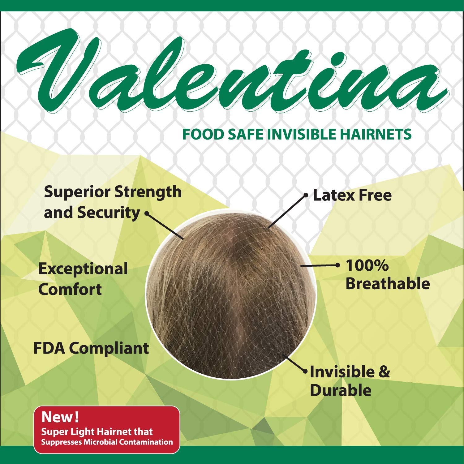 Redes para el cabello BISON LIFE de 22 pulgadas, Valentina Invisible en color castaño claro, transpirables, ligeras, paquete de 288 unidades KC-ES-22DH-9LBR-288