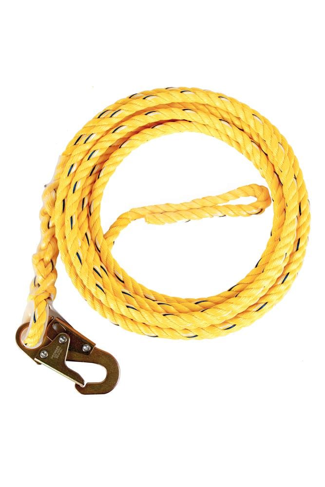 Cuerda de polipropileno de alta resistencia con gancho de seguridad integrado, amarilla, grande 01340 de Guardian Fall Protection