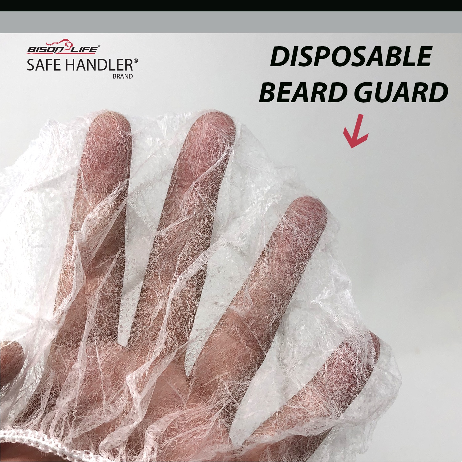 BISON LIFE Protector Desechable para Barba de Polipropileno Resistente, Blanco, 18 Pulgadas, Sin Látex, Transpirable, Ajuste Seguro, No Tejido, Paquete de 200 SH-MS-BP-14W-100-200