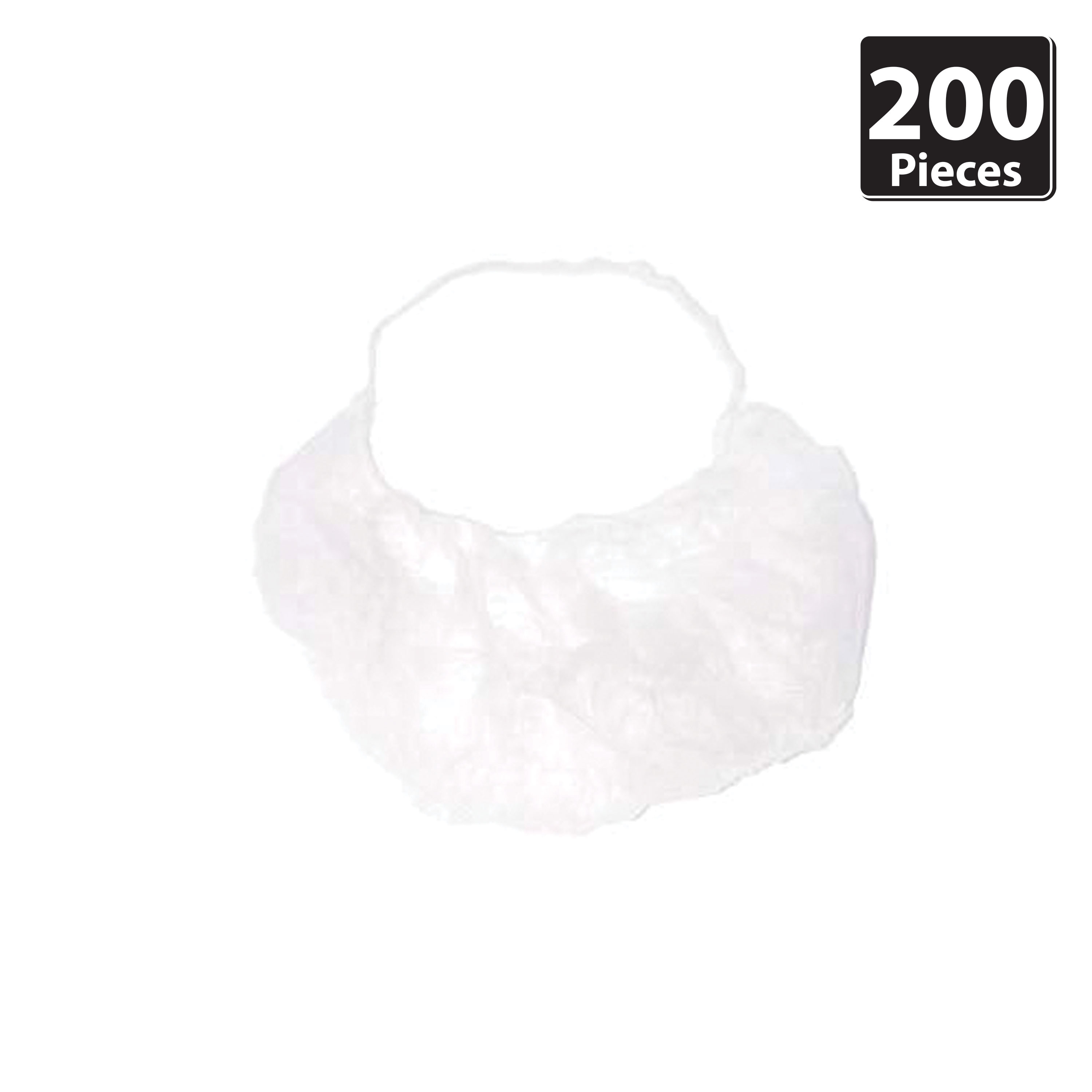 BISON LIFE Protector Desechable para Barba de Polipropileno Resistente, Blanco, 18 Pulgadas, Sin Látex, Transpirable, Ajuste Seguro, No Tejido, Paquete de 200 SH-MS-BP-14W-100-200