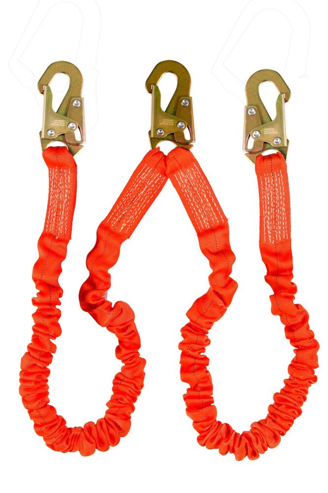 Guardian Fall Protection Doble Lanyard de Piernas con Gancho de Seguridad de Acero, Grande, Ligero y Duradero, Naranja 01296