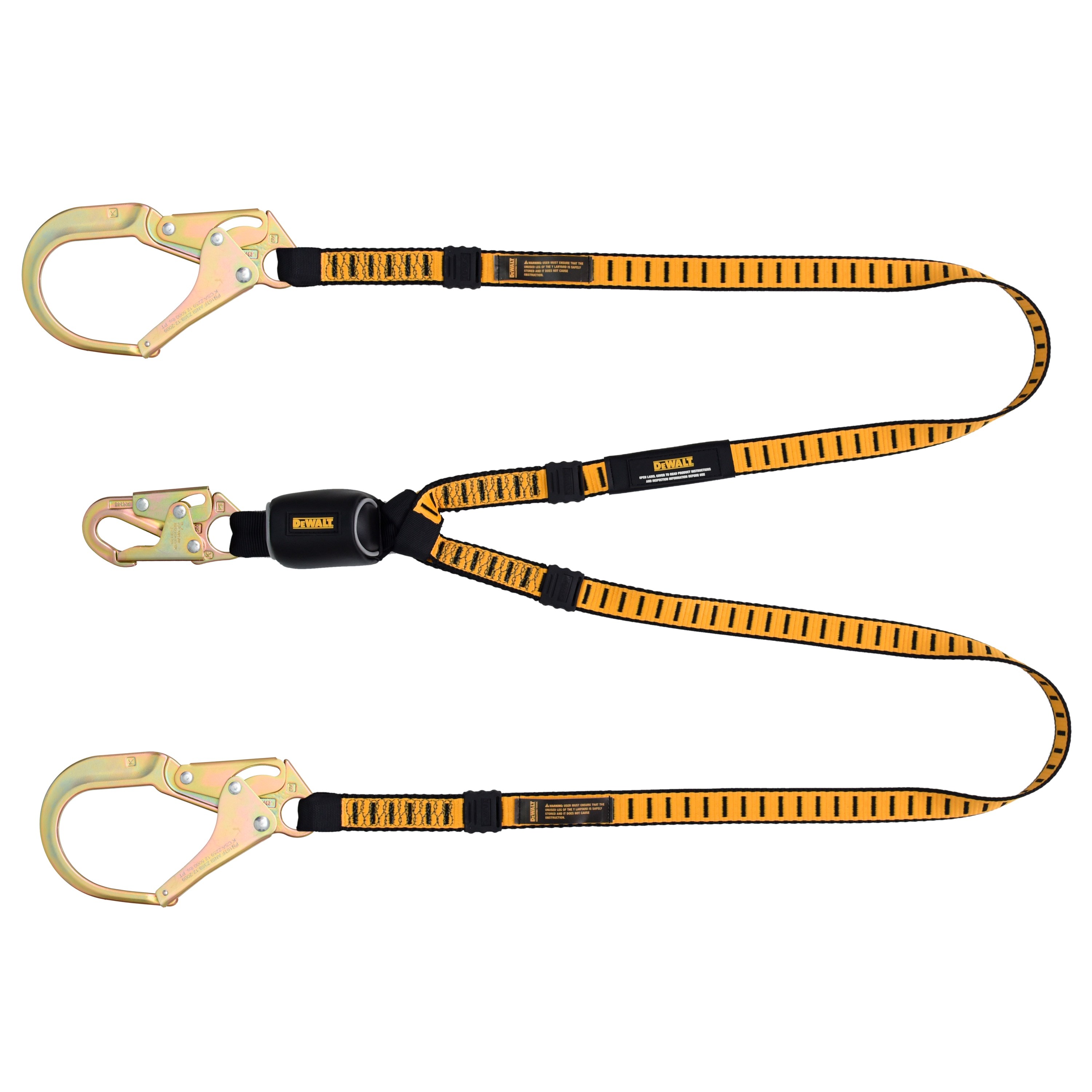 DEWALT Dewalt 6 pies Lanyard, Gemelo, Absorbedor Externo, con Ganchos de Seguridad de Acero en el Extremo del Anillo D y Gancho de Seguridad de Acero en el Extremo del Anclaje DXFP611130
