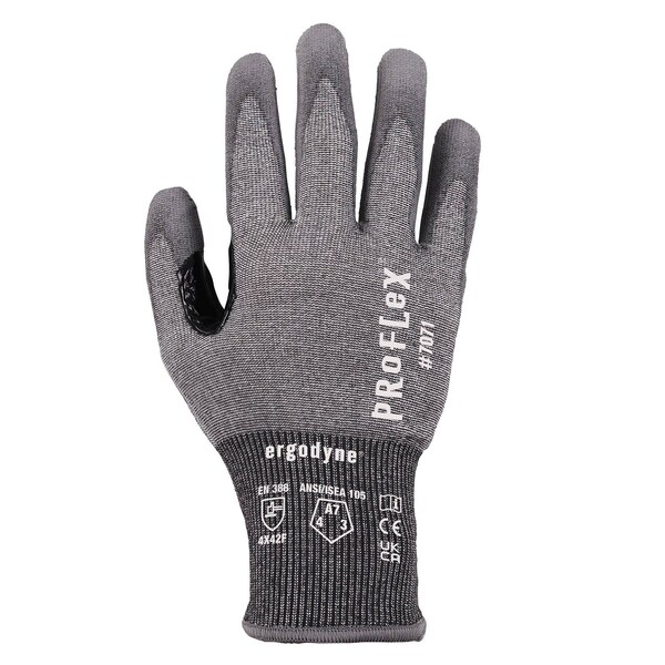 Proflex de Ergodyne Guantes con Recubrimiento de Poliuretano ANSI A7, 12 pares, gris, talla M - 7071-12PR