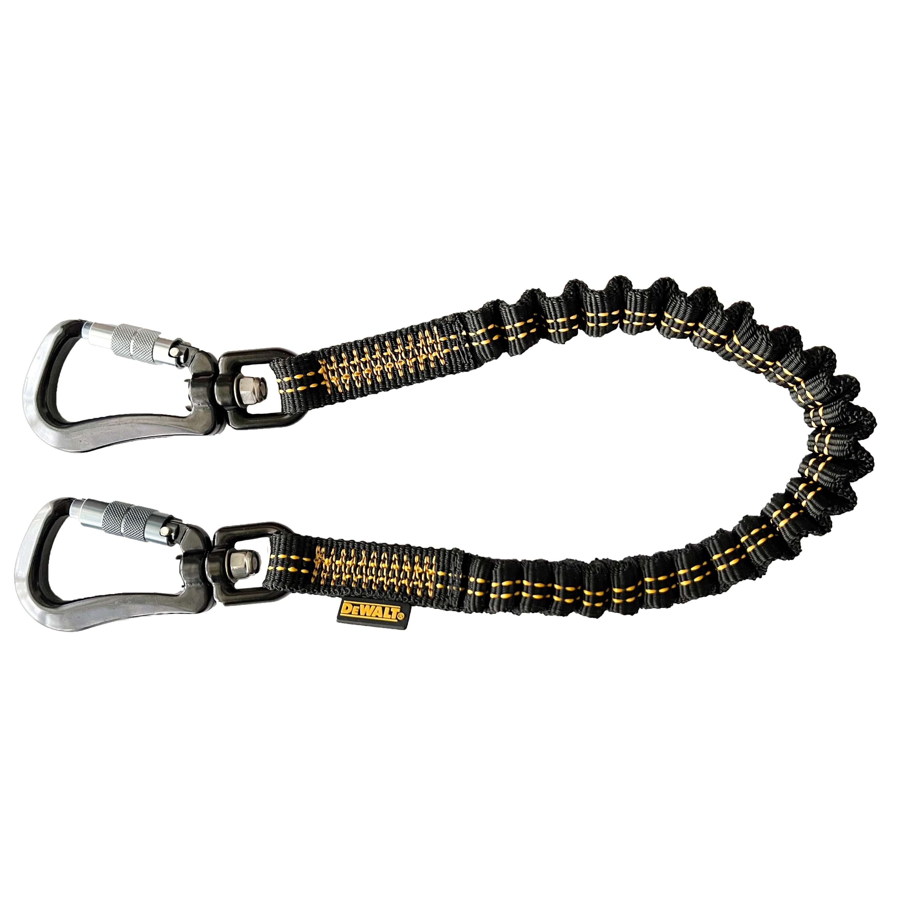 Cuerda de seguridad para herramientas eléctricas DEWALT con doble mosquetón de 38 pulgadas, capacidad de 25 libras DXDP721501