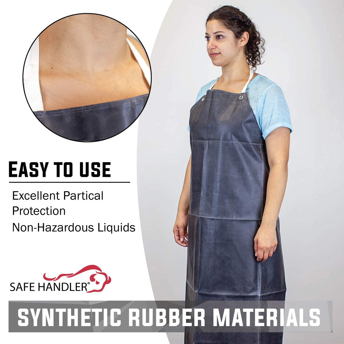 Delantal negro industrial de nitrilo resistente a químicos y aceite BISON LIFE 35" x 48" de uso rudo (paquete de 2) SH-HDS-HYNI-AP1BK-2