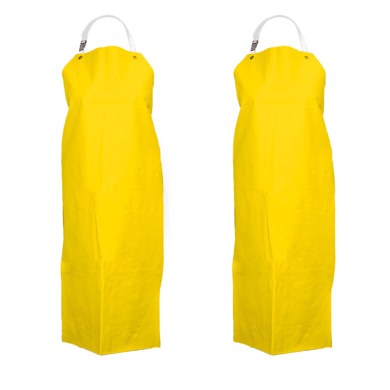 BATA INDUSTRIAL DE NITRILO AMARILLO DE 35" X 48" DE ALTA RESISTENCIA BISON LIFE, CON CORREA PARA EL CUELLO AJUSTABLE, RESISTENTE A QUÍMICOS Y ACEITES (PAQUETE DE 2) BLSH-HDS-HYNI-AP1Y-2