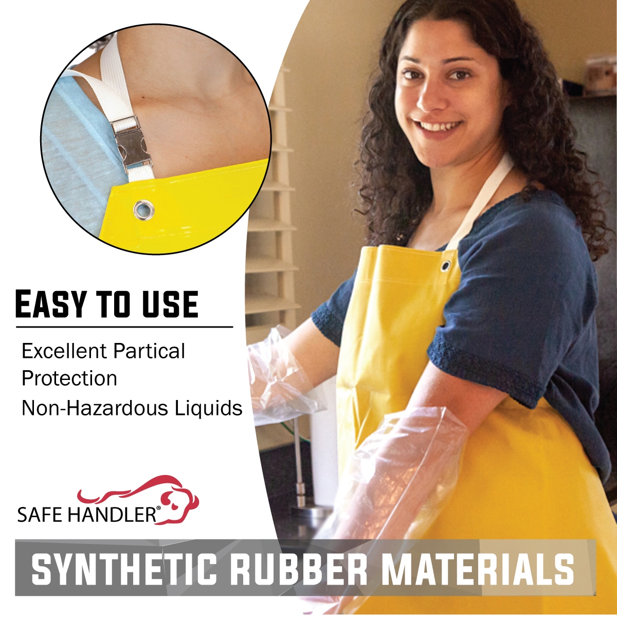 BATA INDUSTRIAL DE NITRILO AMARILLO DE 35" X 48" DE ALTA RESISTENCIA BISON LIFE, CON CORREA PARA EL CUELLO AJUSTABLE, RESISTENTE A QUÍMICOS Y ACEITES (PAQUETE DE 2) BLSH-HDS-HYNI-AP1Y-2