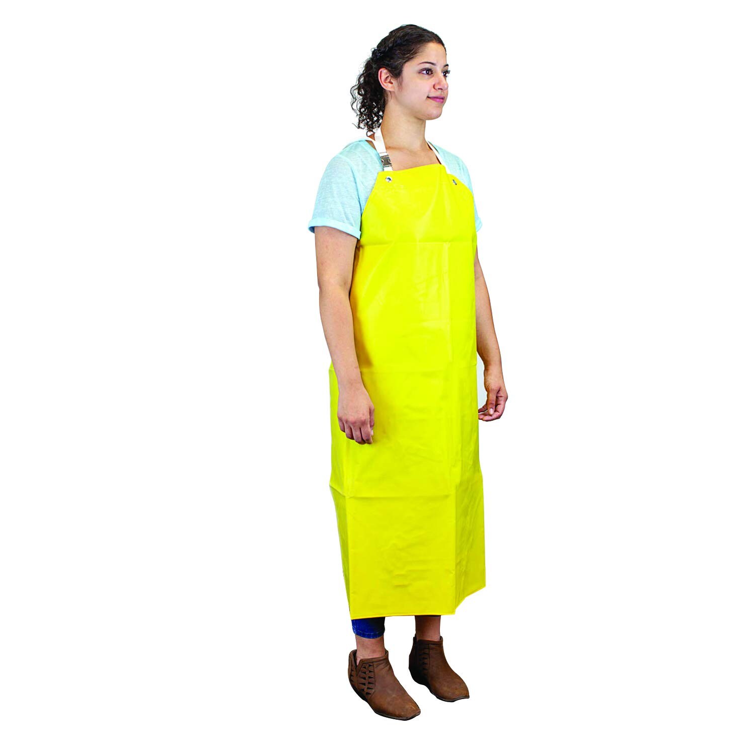 BATA INDUSTRIAL DE NITRILO AMARILLO DE 35" X 48" DE ALTA RESISTENCIA BISON LIFE, CON CORREA PARA EL CUELLO AJUSTABLE, RESISTENTE A QUÍMICOS Y ACEITES (PAQUETE DE 2) BLSH-HDS-HYNI-AP1Y-2