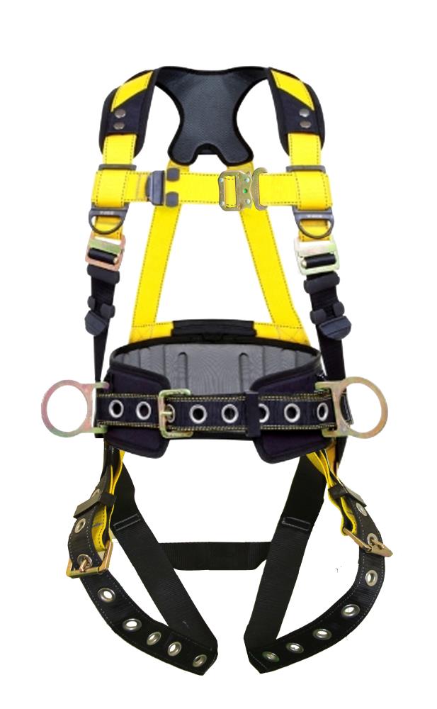 Soporte para cinturón de seguridad amarillo de Guardian Fall Protection, tamaño extra grande, con doble sujetador para lanyard, ensamblado en Estados Unidos 37202
