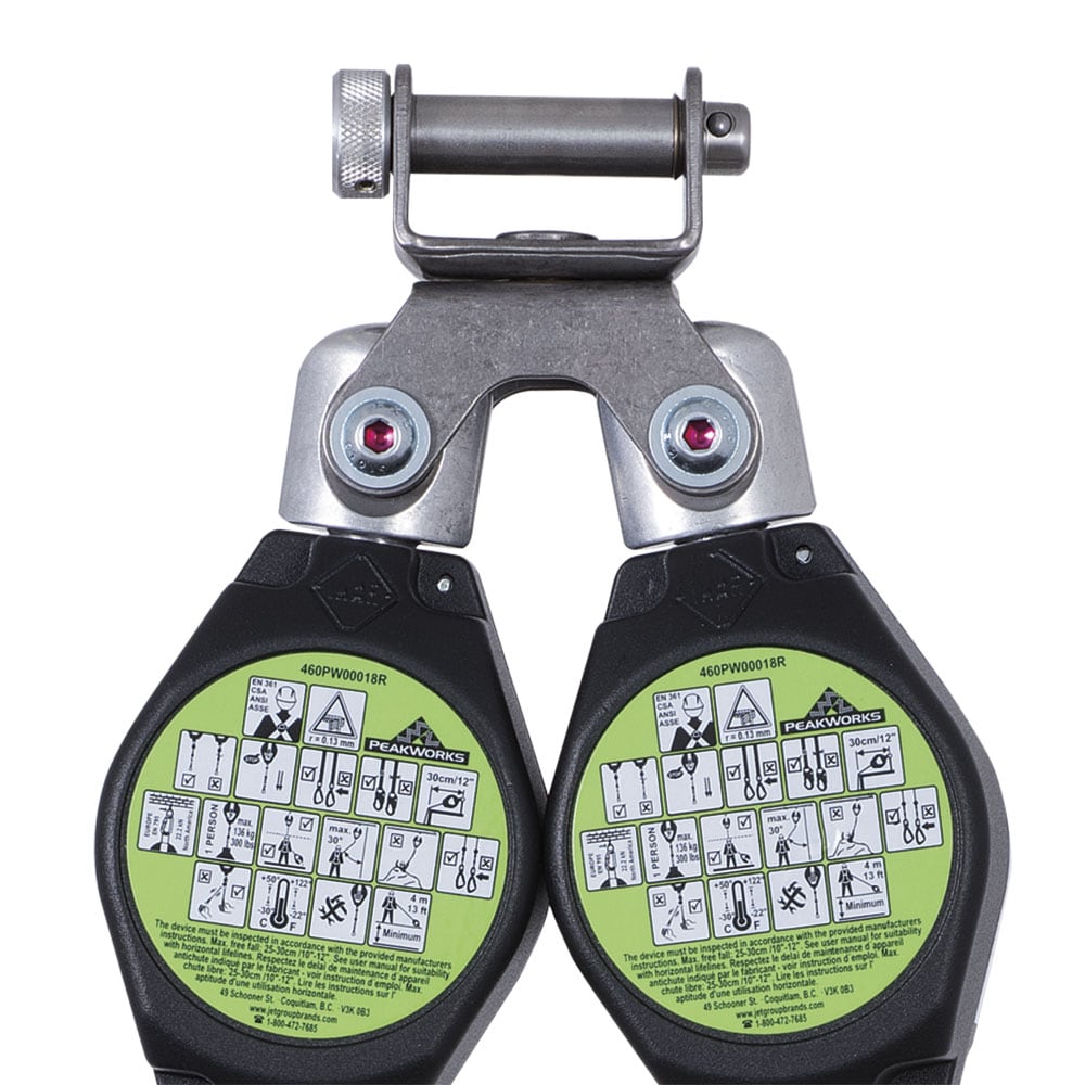 Autoretráctil Dual PeakWorks con Cinta, 2 Ganchos en Forma de L, 6 pies de largo, color negro V845526006LE