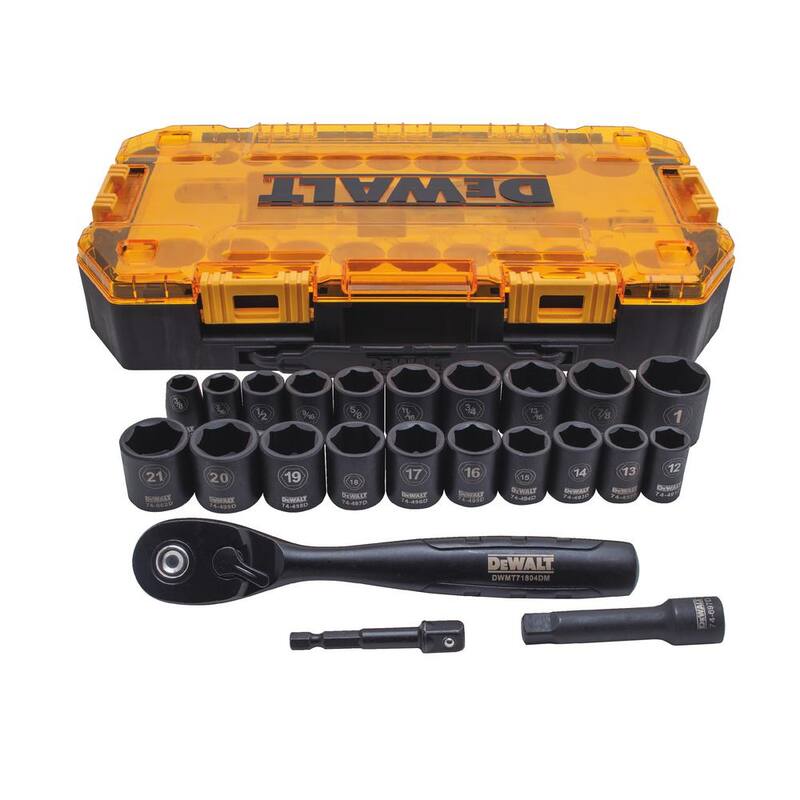 Juego de llaves de impacto combinadas de 3/8 pulgadas con trinquete y sockets profundos (23 piezas) - DWMT74738.