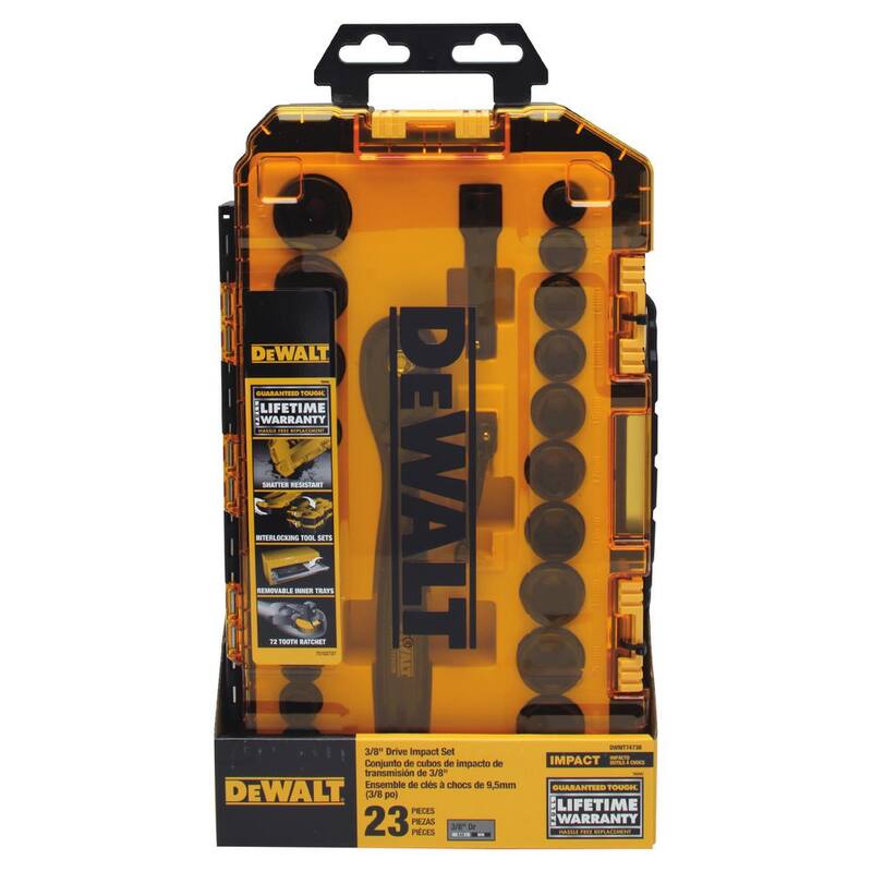 Juego de llaves de impacto combinadas de 3/8 pulgadas con trinquete y sockets profundos (23 piezas) - DWMT74738.