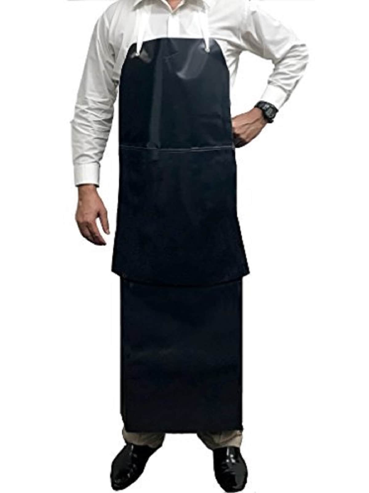 Delantal de piel de PVC negra de doble capa, resistente a químicos y agua de BISON LIFE 33 x 45 pulgadas (paquete de 2) BLKC-HDS-PVC-AP1BK-2