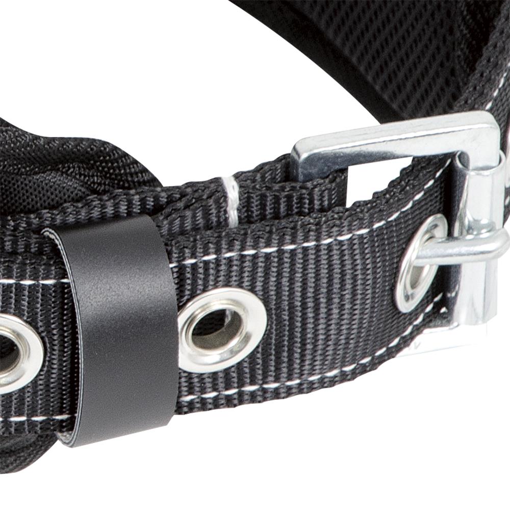 Cinturón de restricción con arnés de seguridad PeakWorks con soporte lumbar acolchado, 1 anillo en D, negro, XL V8056014