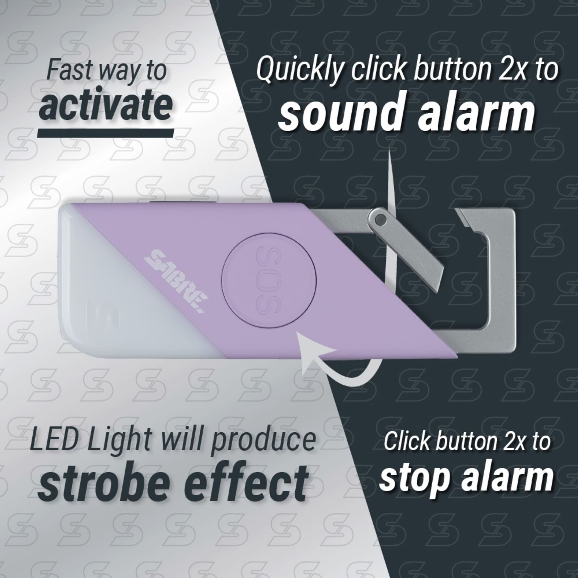 Alarma Personal SABRE 2 en 1 con Botón de SOS y Luz LED PA-100-LV-BX