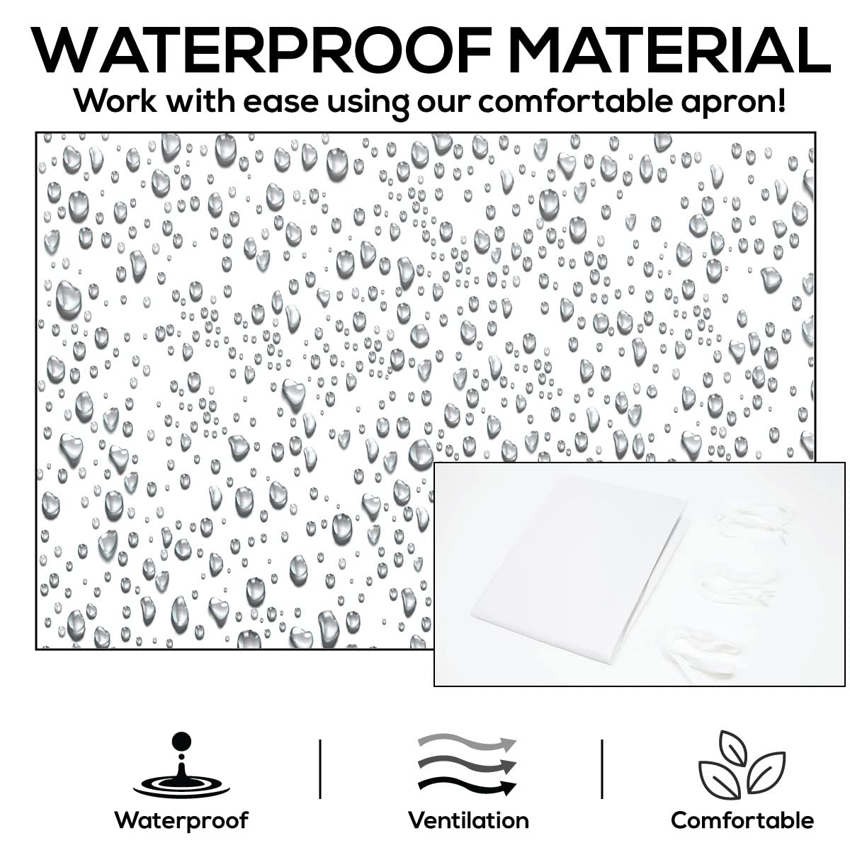 BISON LIFE 43.3" X 34" Delantal Impermeable de PVC Blanco, Resistente al Aceite y Productos Químicos, Correa de Cuello Ajustable (paquete de 2) BLSH-ES-PVC-AP1W-2