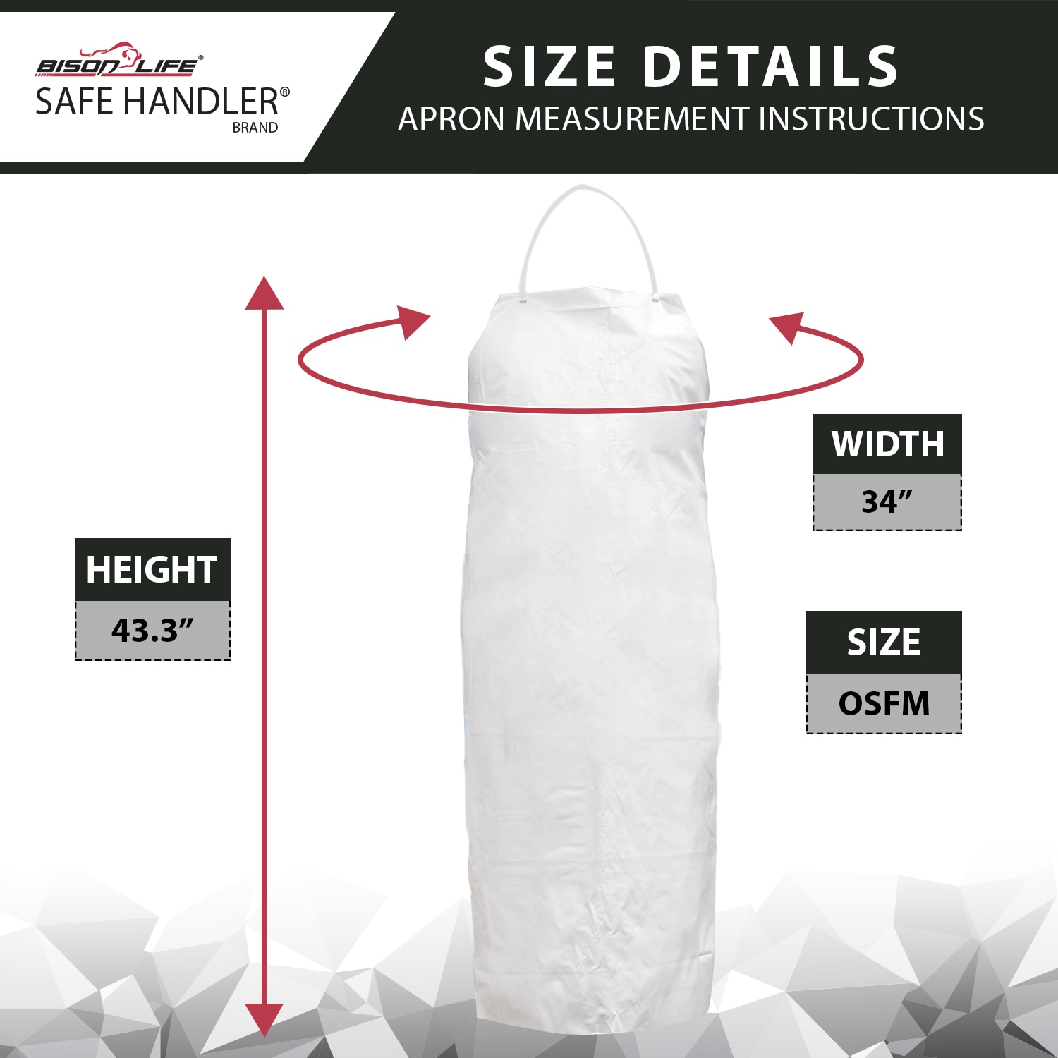 BISON LIFE 43.3" X 34" Delantal Impermeable de PVC Blanco, Resistente al Aceite y Productos Químicos, Correa de Cuello Ajustable (paquete de 2) BLSH-ES-PVC-AP1W-2