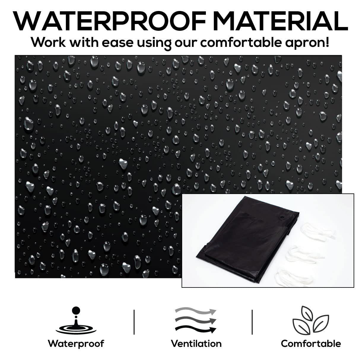 Delantal de PVC negro impermeable BISON LIFE 43.3" X 34", resistente al aceite y productos químicos, correa de cuello ajustable (paquete de 2) BLSH-ES-PVC-AP2B-2
