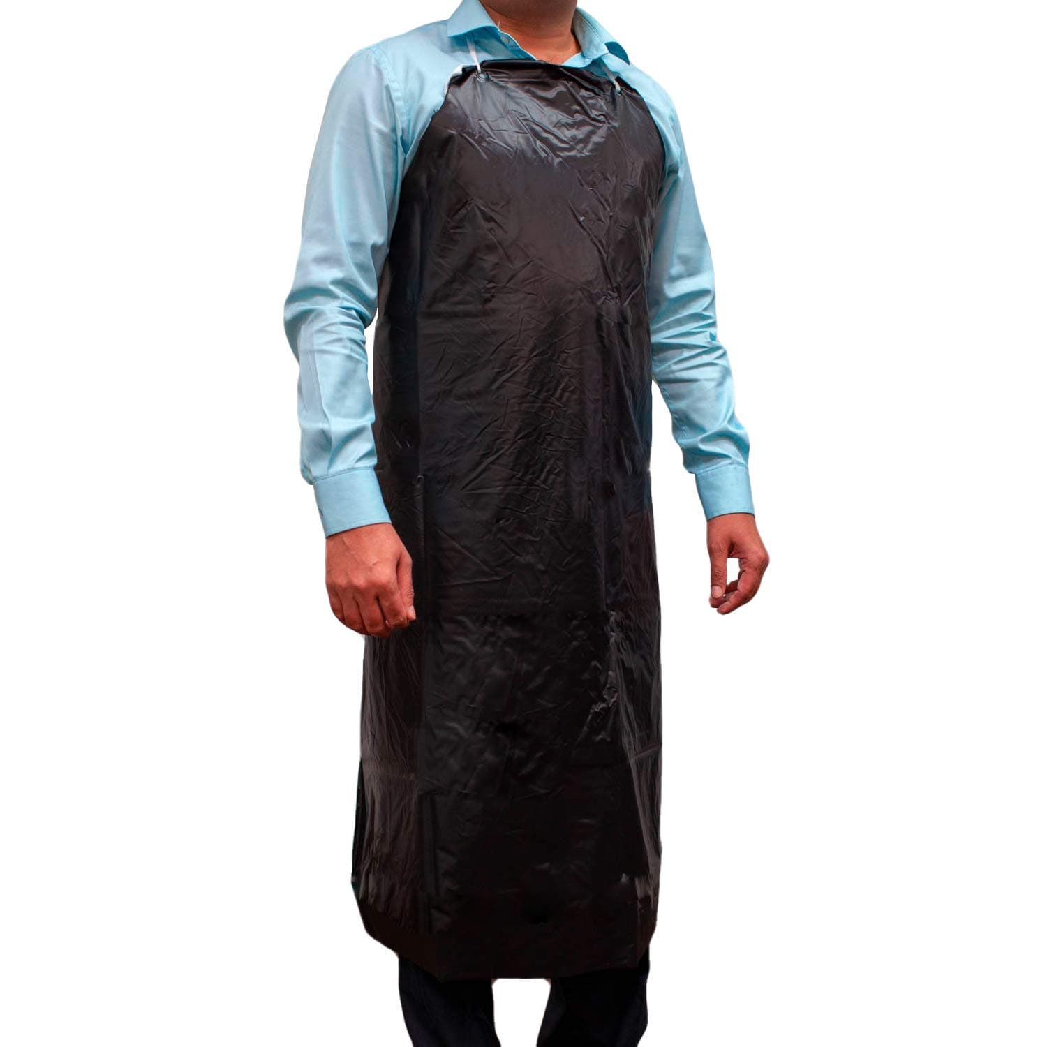 Delantal de PVC negro impermeable BISON LIFE 43.3" X 34", resistente al aceite y productos químicos, correa de cuello ajustable (paquete de 2) BLSH-ES-PVC-AP2B-2
