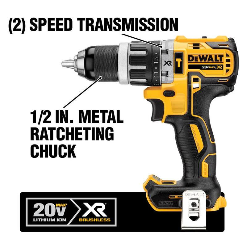 Martillo Taladro compacto inalámbrico DEWALT 20V y Kit de inicio de batería compacta 20V MAX POWERSTACK - DCD805BW034C