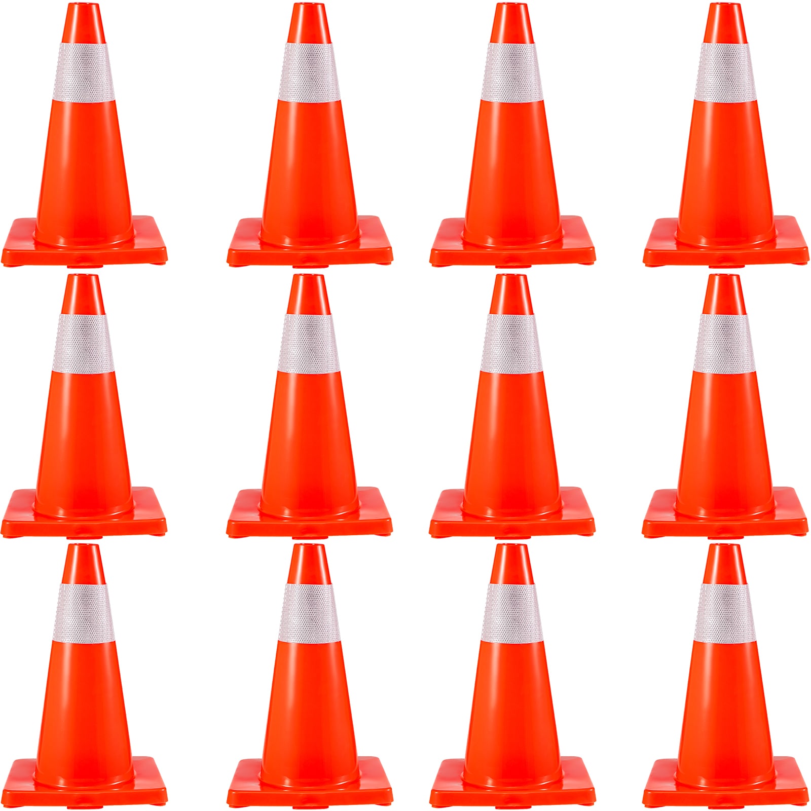 Cono de seguridad vial naranja de 18 pulgadas en paquete de 12 - VEVOR 18INQHDBJMLZ12PCSV0