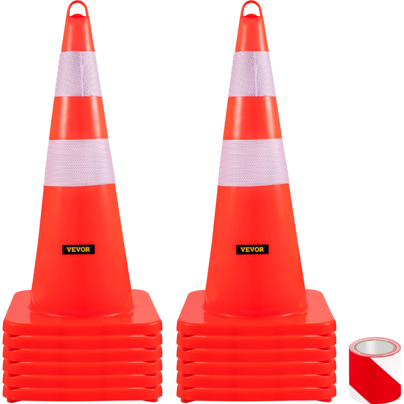 Cono de tráfico de seguridad naranja de 28 pulgadas, paquete de 12 - VEVOR AQZYCQHSB2812UQM3V0