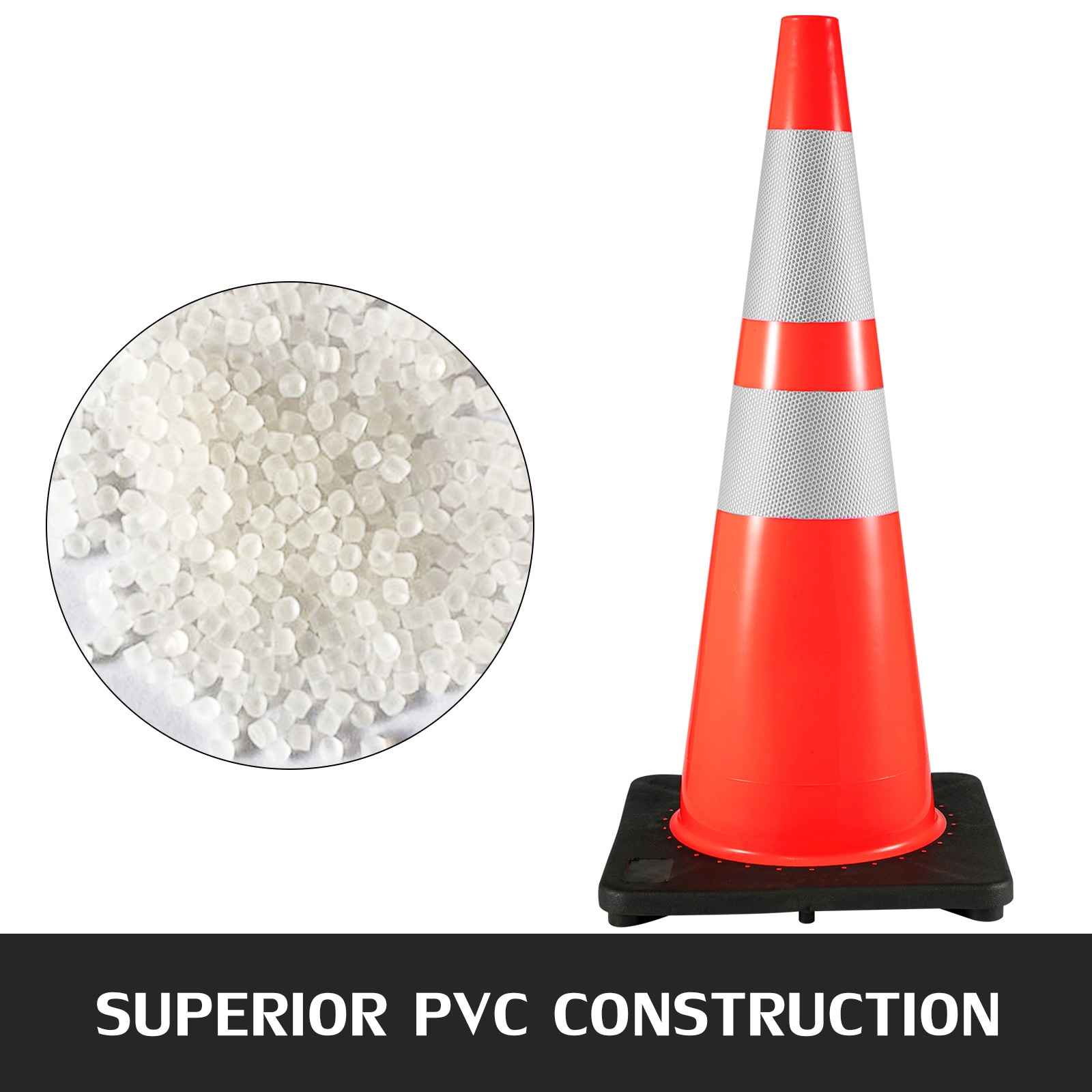 Cono de seguridad vial naranja de 36 pulgadas, paquete de 6 - VEVOR 36INHDBJMLZ6PCS01V0