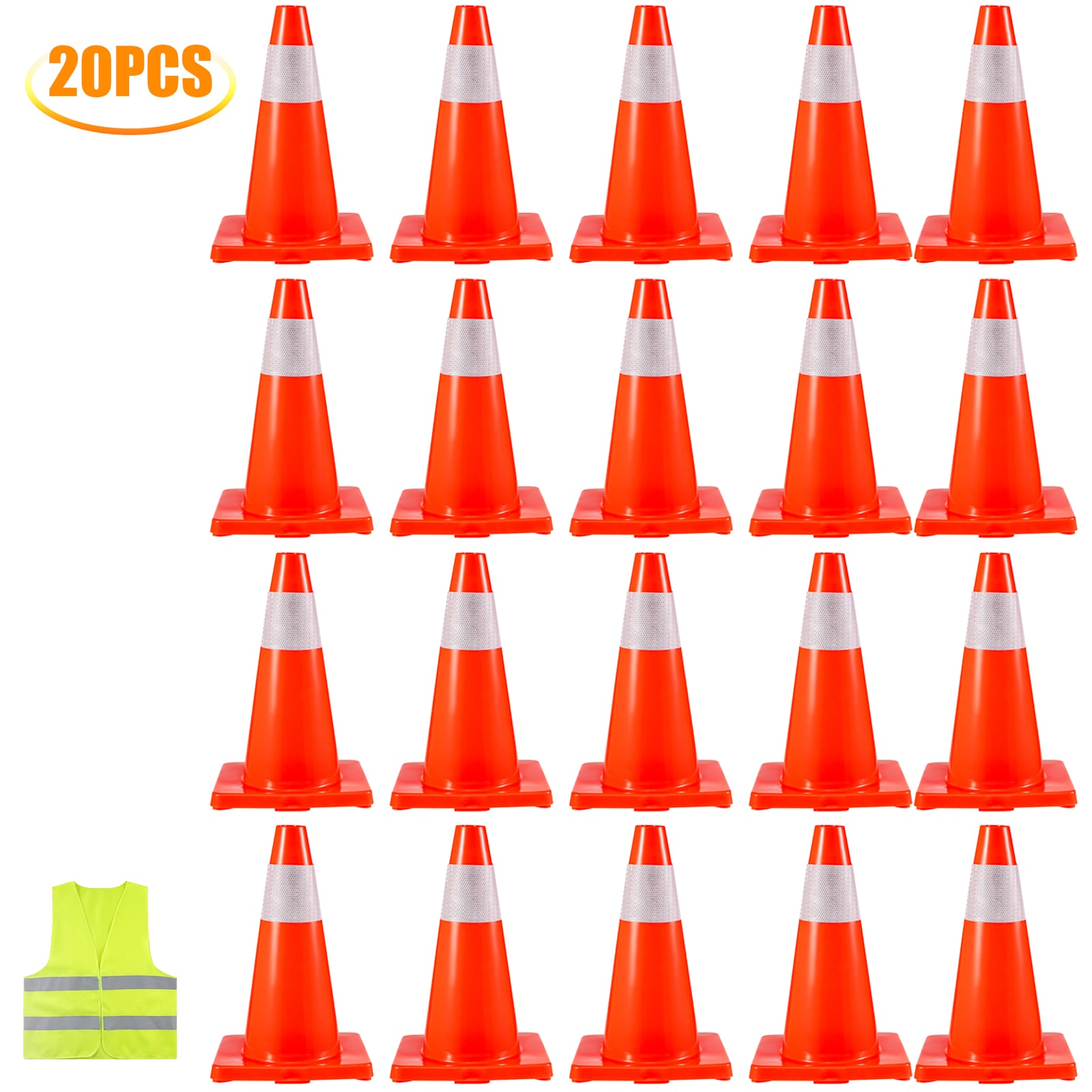 20 conos de seguridad vial rojos de 18 pulgadas de VEVOR