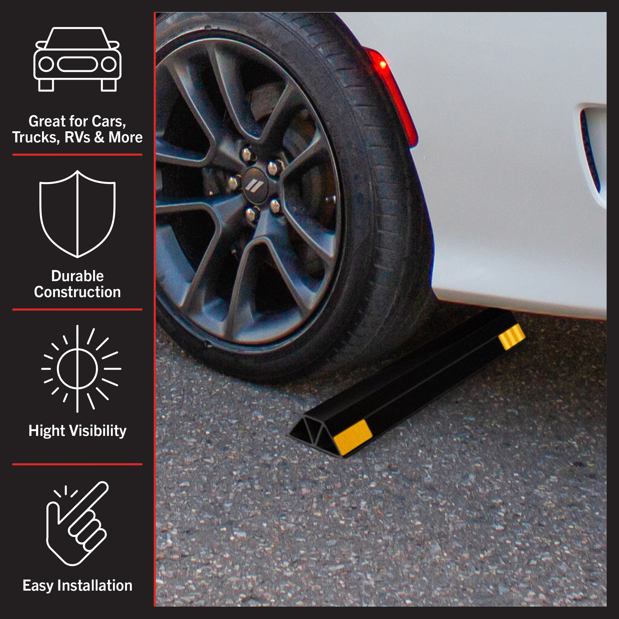 Señal de seguridad vial negra de 1.8 pulgadas Stalwart 75-CAR2018