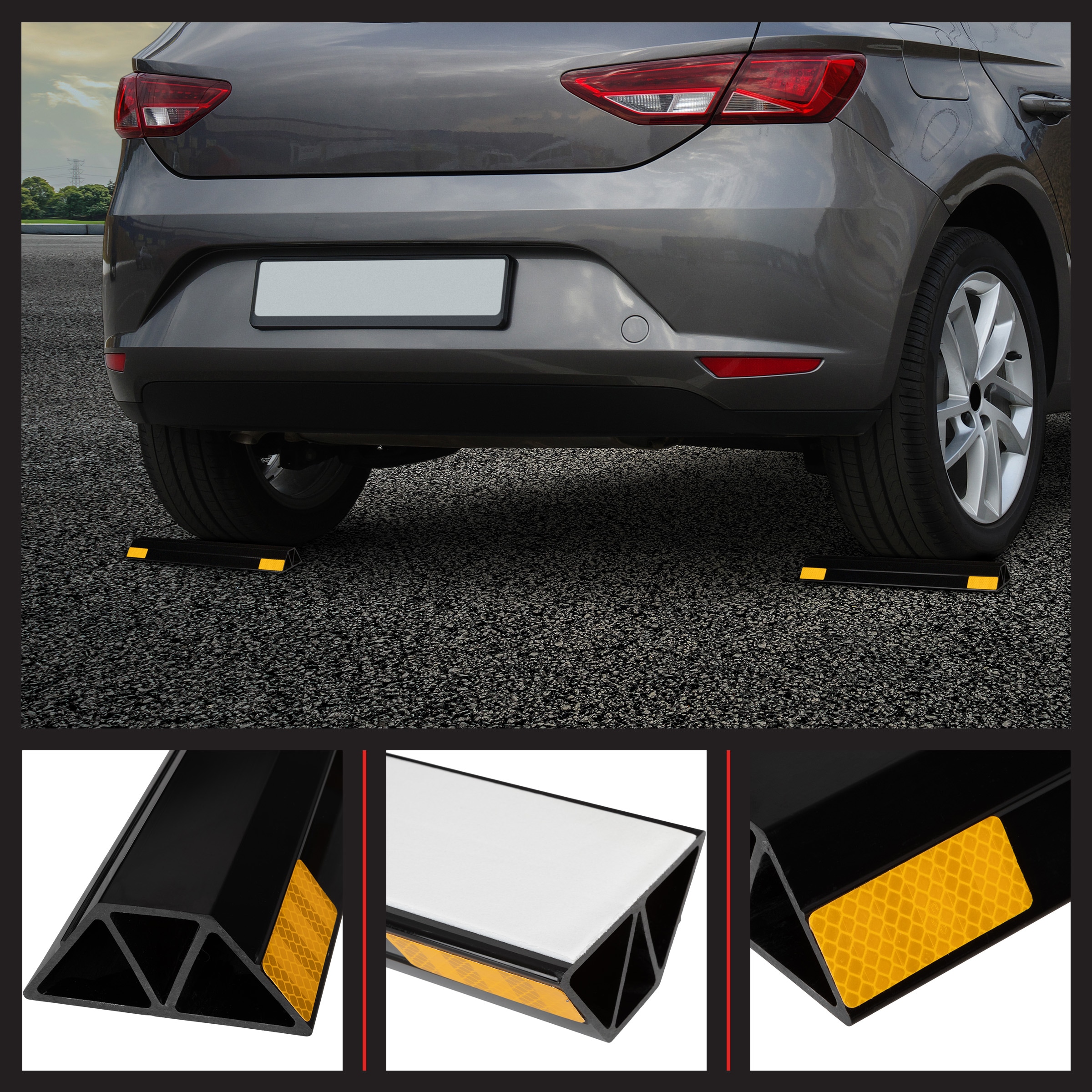 Señal de seguridad vial negra de 1.8 pulgadas Stalwart 75-CAR2018