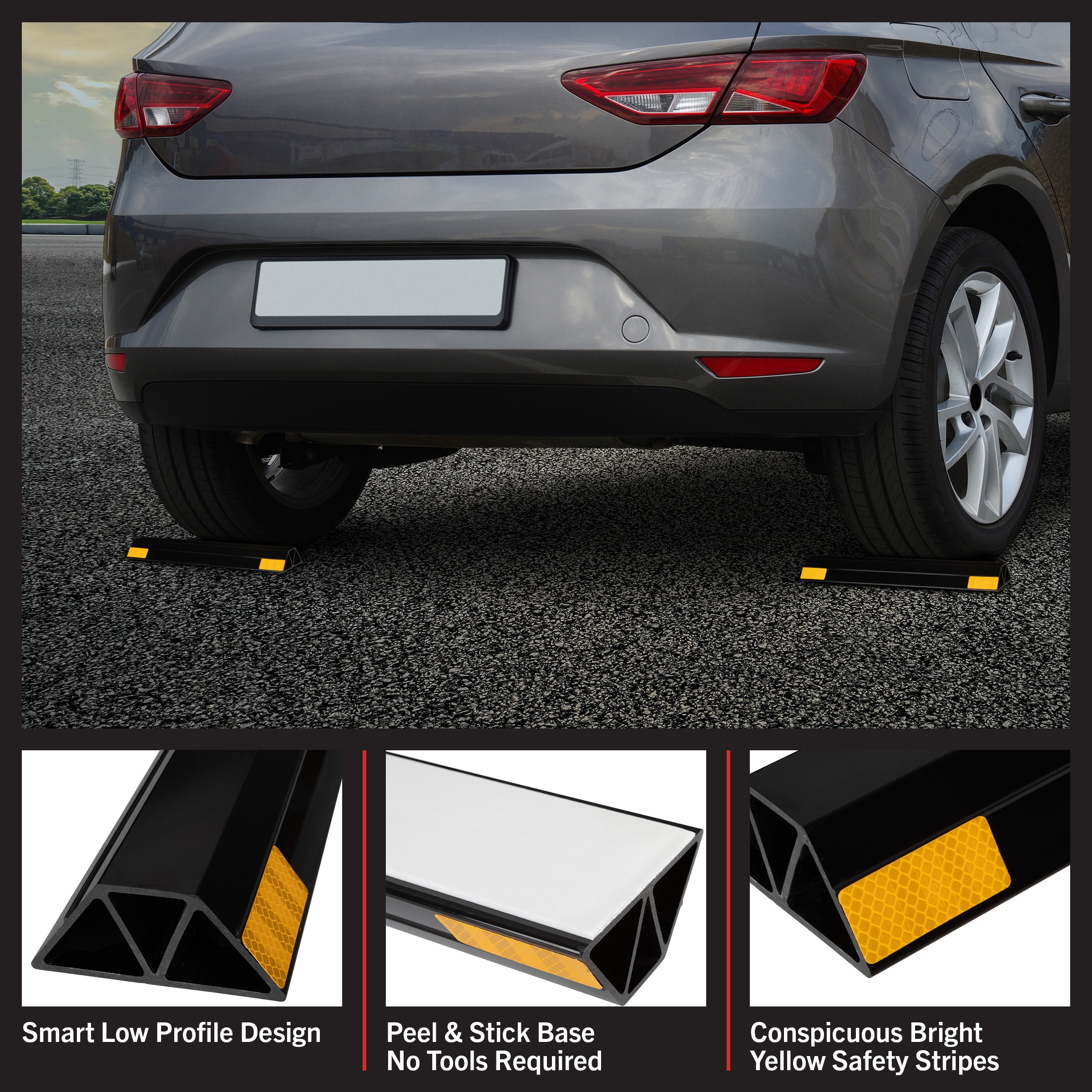 Señal de seguridad vial negra de 1.8 pulgadas Stalwart 75-CAR2018