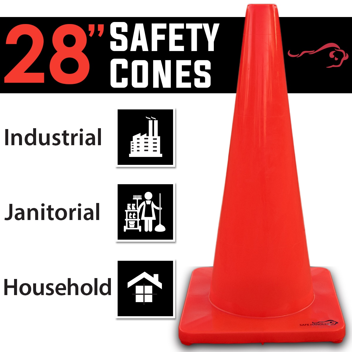 Cono de seguridad vial naranja BISON LIFE 6-Pack de 28 pulgadas BLSH-28CONE-O-6