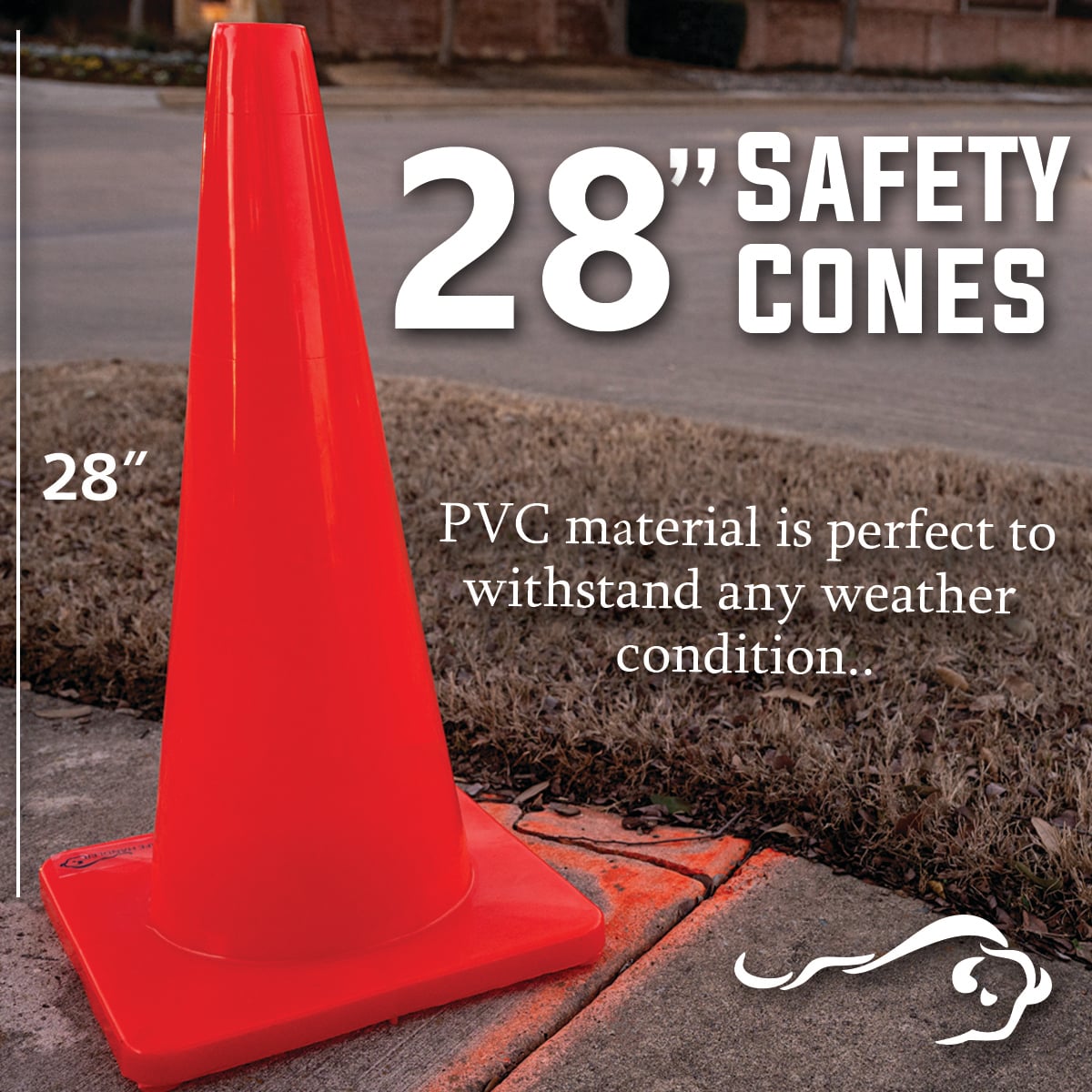 Cono de seguridad vial naranja BISON LIFE 6-Pack de 28 pulgadas BLSH-28CONE-O-6