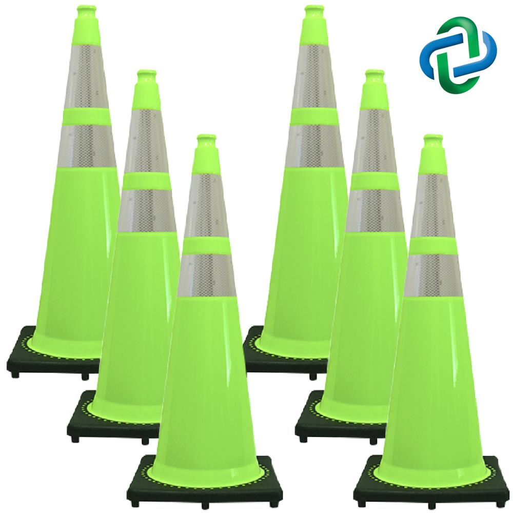 Señor Cadena 6-Pack 36-Pulgadas Cono de seguridad vial verde 98077-6
