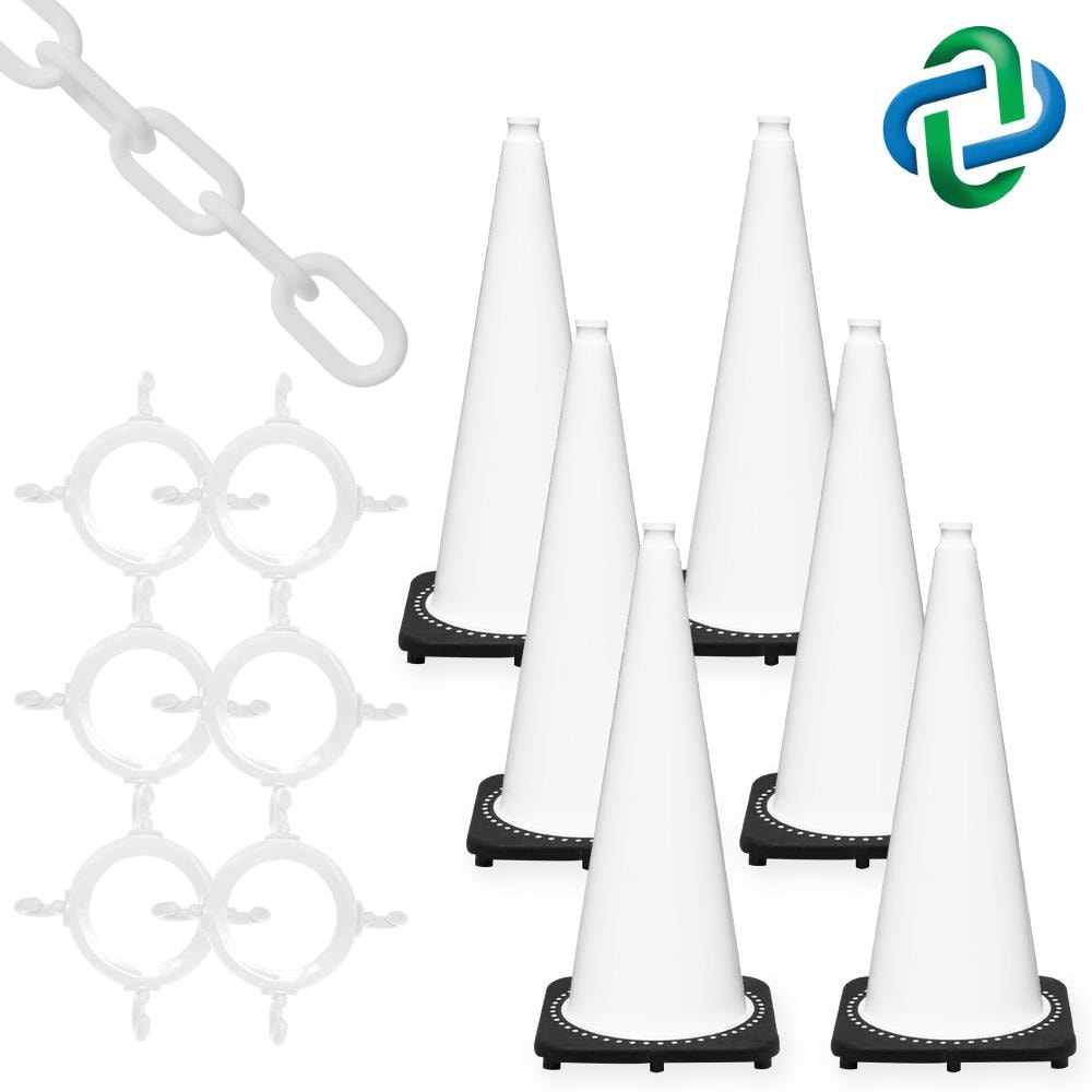 Cono de tráfico blanco de 28 pulgadas de Mr. Chain 93201-6
